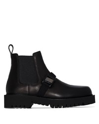 Valentino Garavani Buckle Strap Leather Chelsea Boots