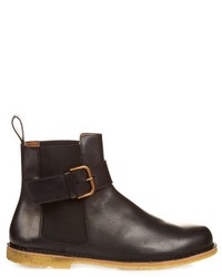 Tomas Maier Buckle Strap Leather Chelsea Boots