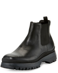 Prada Calf Leather Chelsea Boot Black