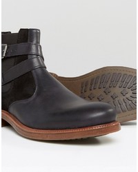 Asos Chelsea Boots In Black Leather With Faux Shearling Lining