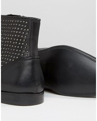 Asos Chelsea Boots In Black Leather With Stud Panel