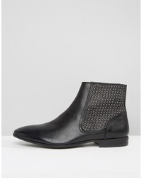 Asos Chelsea Boots In Black Leather With Stud Panel