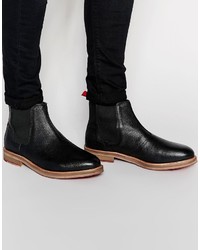 Asos Chelsea Boots In Black Scotchgrain Leather