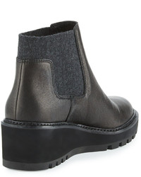 Eileen Fisher Chelsea Leather Bootie With Fabric Sides Black
