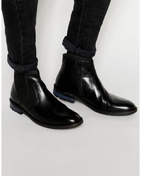 Dune Chunky Chelsea Boot In Black Leather