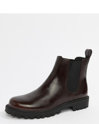 Monki Faux Leather Chelsea Boots In Burgundy