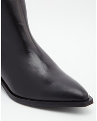 Selected Femme Elena Black Leather Chelsea Ankle Boots