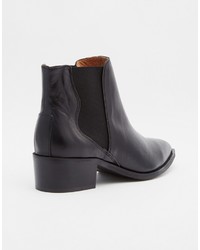 Selected Femme Elena Black Leather Chelsea Ankle Boots