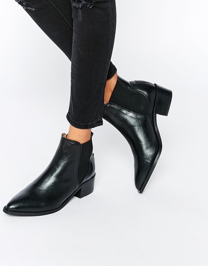 Selected Femme Elena Black Leather Chelsea Ankle Boots, $10 | Asos ...