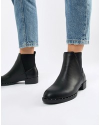New Look Flat Chelsea Boot With Studs In Black