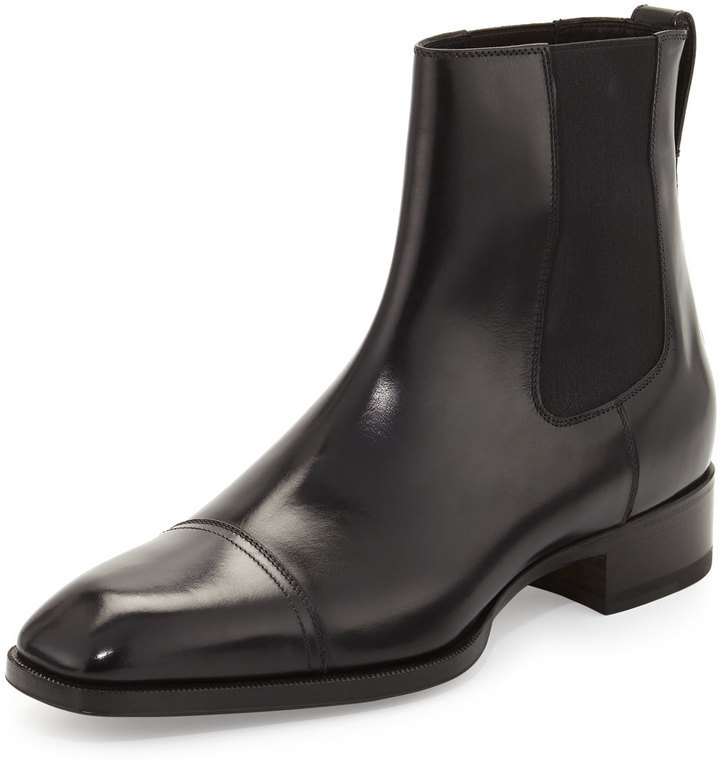 Tom Ford Gianni Leather Chelsea Boot Black, $1,890 | Neiman Marcus ...
