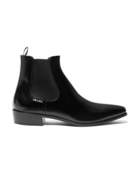 Prada Glossed Leather Chelsea Boots