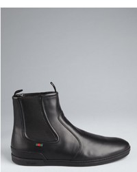 Gucci Black Leather Pull On Ankle Chelsea Boots