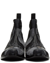 Comme des Garcons Homme Plus Black Leather Patchwork Chelsea Boots