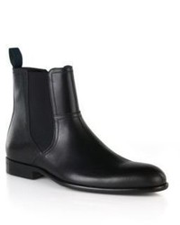 Hugo Boss Manelo Italian Leather Zip Chelsea Boots 9 Black