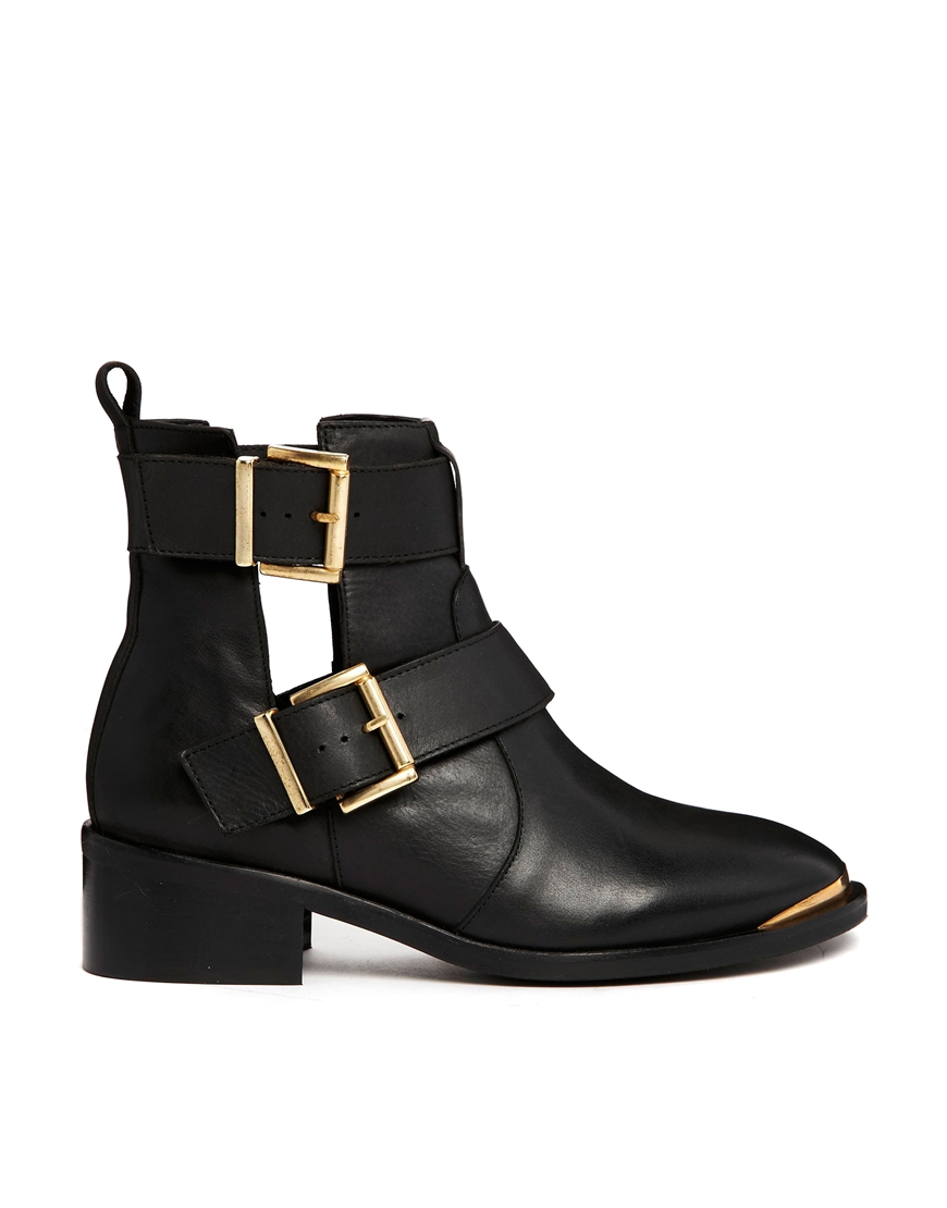 Kg Kurt Geiger Kg By Kurt Geiger Saxon Cut Out Black Leather Ankle ...