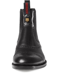 Gucci Leather Brogue Chelsea Boot Black