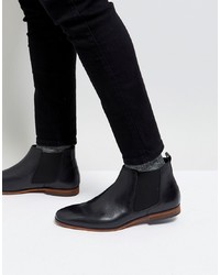 Pier One Leather Chelsea Boots In Black