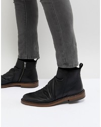 WALK LONDON Leather Zip Boots In Black