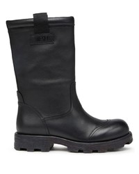 Diesel Logo Patch Leather Boots