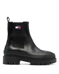 Tommy Jeans Logo Patch Leather Chelsea Boots