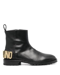 Moschino Logo Plaque Leather Boots