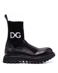 Dolce & Gabbana Logo Print Combat Boots