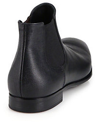 Giorgio Armani Low Rise Saffiano Leather Chelsea Boots