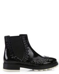 Tod's Lug Sole Patent Leather Chelsea Booties