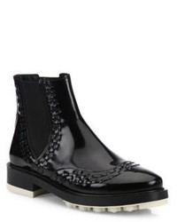 Tod's Lug Sole Patent Leather Chelsea Booties