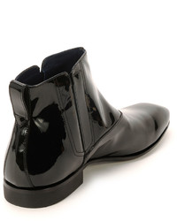 Salvatore Ferragamo Mister Patent Leather Hidden Gore Chelsea Boot Black