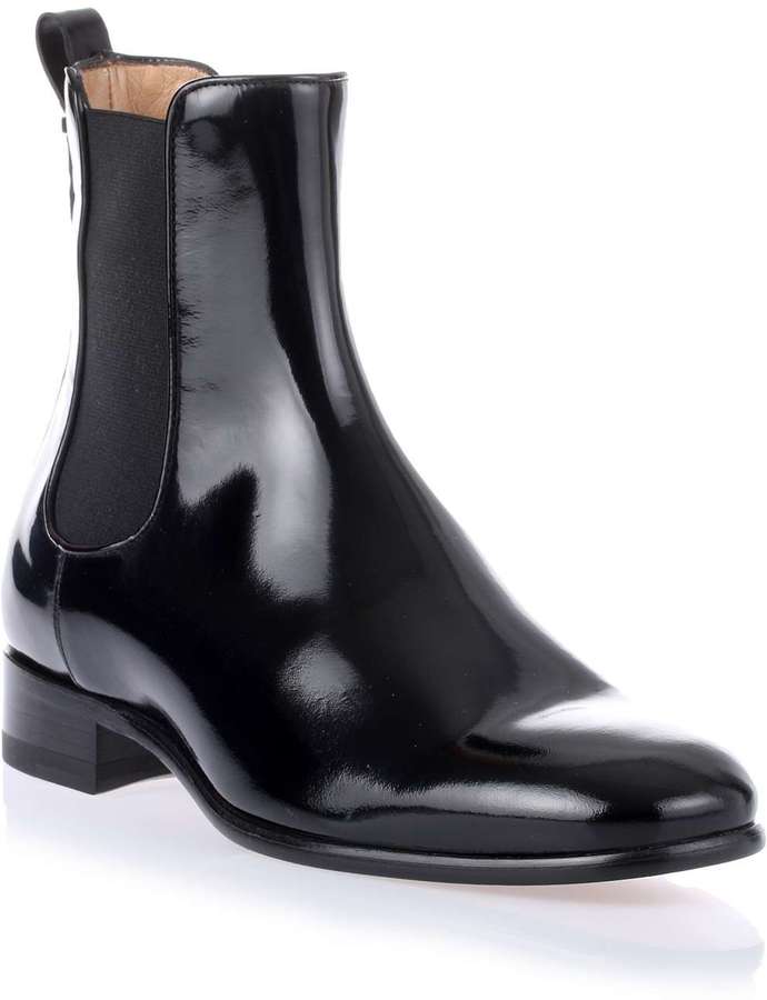 shiny black chelsea boots mens