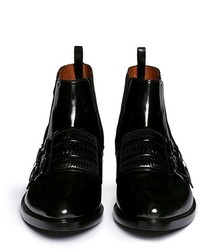 Givenchy Napoleone Buckle Woven Strap Leather Chelsea Boots
