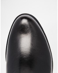 Dune Parry Black Leather Chelsea Flat Ankle Boots
