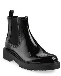 Prada Patent Leather Brogue Chelsea Boots