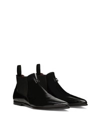 Dolce & Gabbana Pointed Tie Leather Ankle Boots