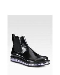 Prada Spazzolato Leather Chelsea Boot Black Shoes