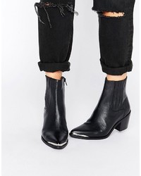 Asos Reneta Leather Western Chelsea Boots