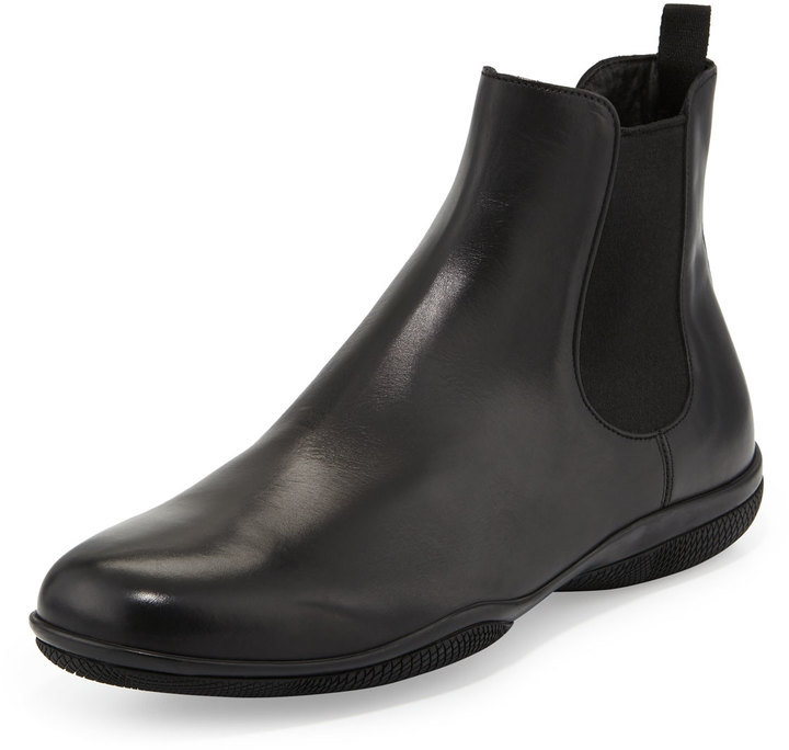 Prada Rubber Sole Chelsea Boot Black, $780 | Neiman Marcus | Lookastic