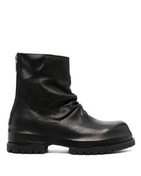 424 Ruched Leather Ankle Boots