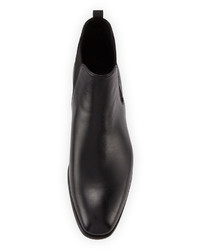 Prada Saffiano Leather Chelsea Boot Black