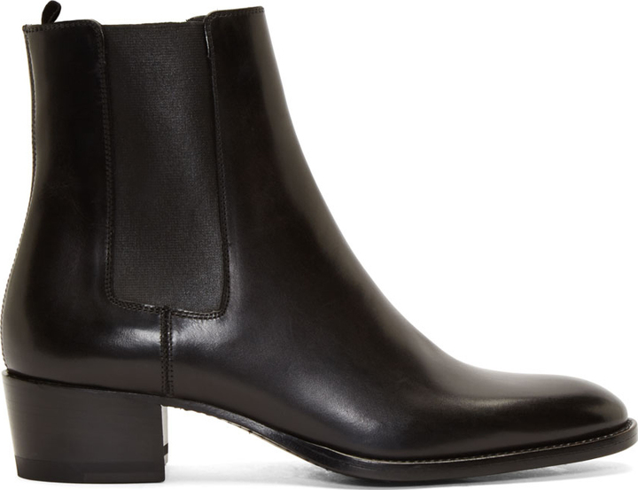 Saint Laurent Black Leather Wyatt Chelsea Boots | Where to buy & how to ...