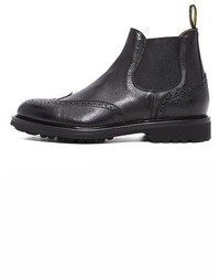 Doucal's Savino Grain Leather Wingtip Chelsea Boots