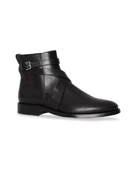Burberry Strap Detail Leather Ankle Boots
