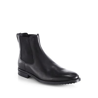Tod's Leather Chelsea Boots Black Shoes, $625 | Saks Fifth Avenue ...