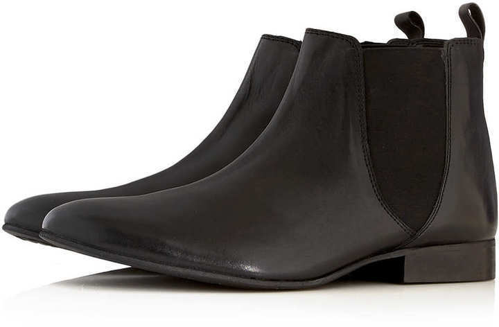 Topman Black Leather Chelsea Boots 