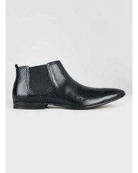 Topman Ray Black Leather Chelsea Boots