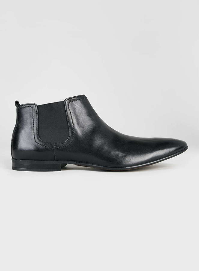 Topman Ray Black Leather Chelsea Boots, $90 | Topman | Lookastic