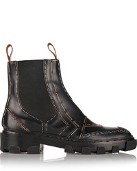 Balenciaga Topstitch Leather Chelsea Boots Black
