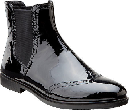 womens black patent leather booties